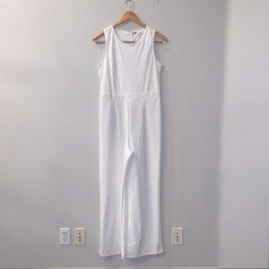Tahari Sequins Embroidered White Jumpsuit